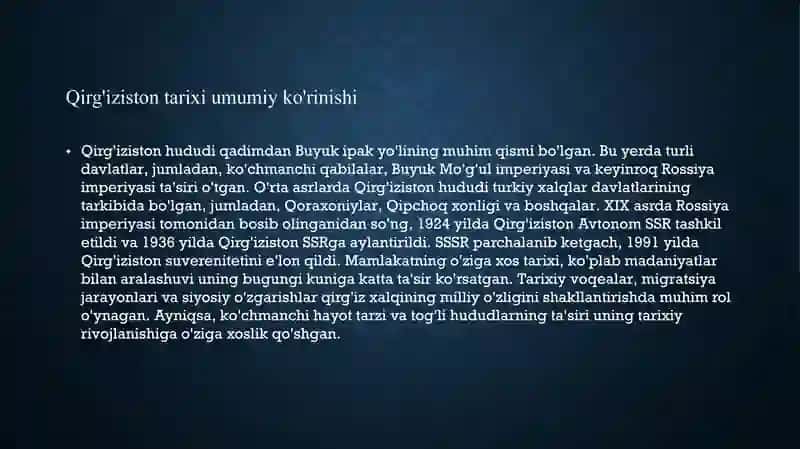 Qirg'iziston iqtisodiyoti, tarixi,yashash turmysh tarzi 3