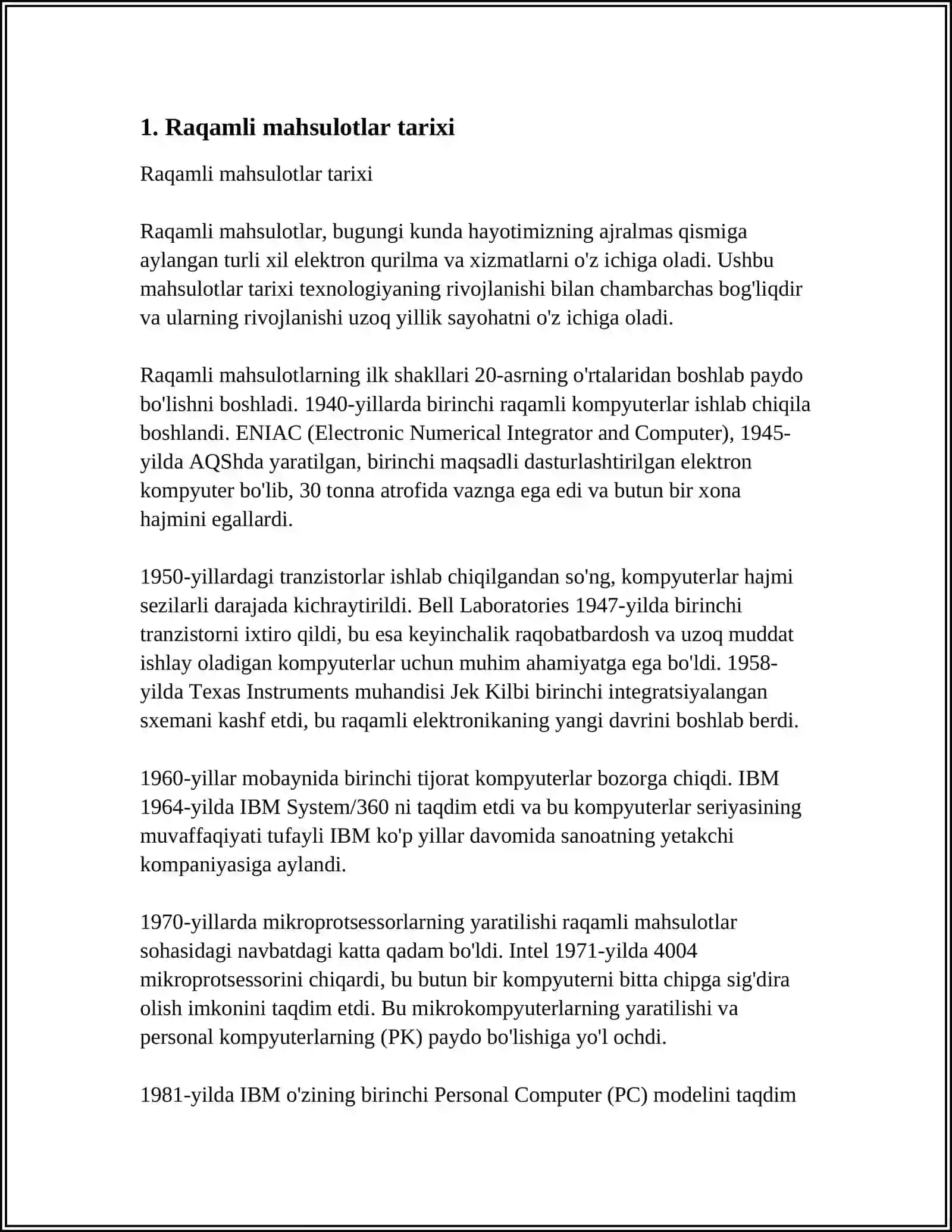 RAQAMLI MAHSULOTLAR VA INNOVATSIYALAR 3