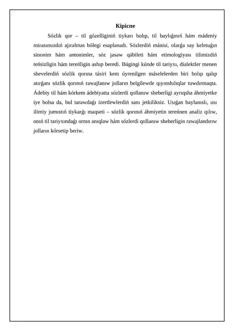 Sózlerdi qollanıw sheberligi hám ádebiyat ҚОРЫТЫНДЫ 3
