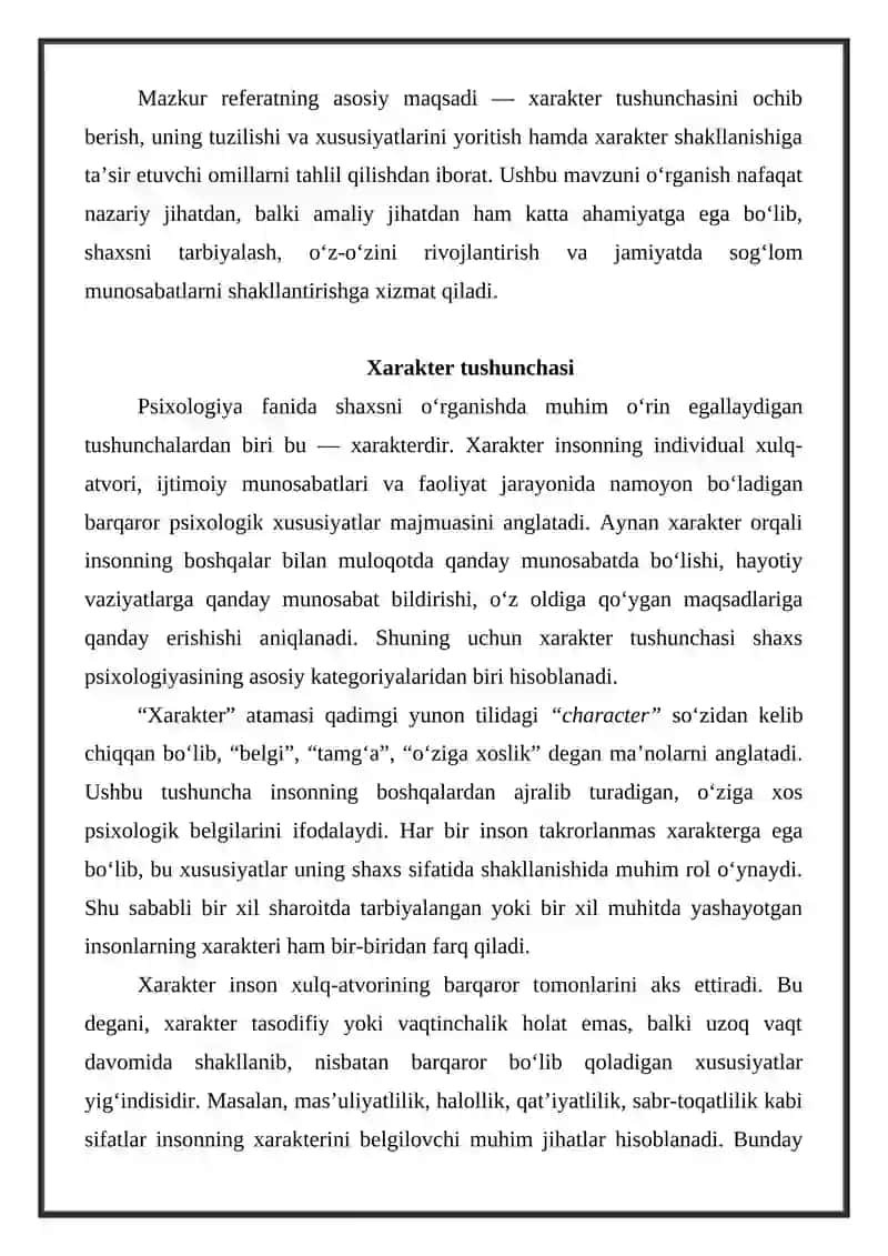 Xarakter tuzilishi va xususiyatlari 3