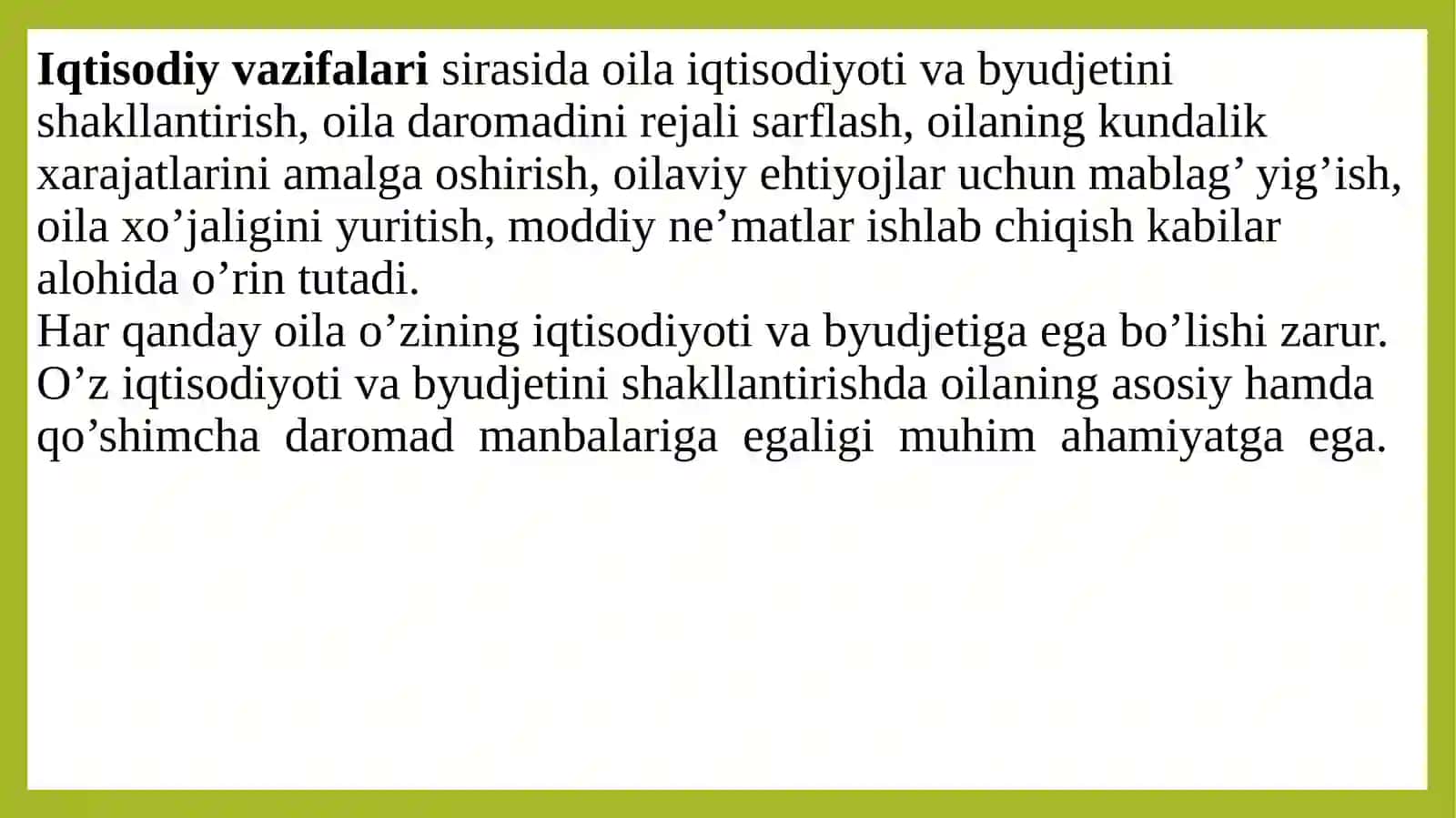 Oilaning vazifalari, tiplari va turlari 3