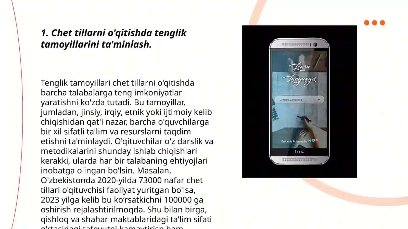 Chet tillarni o'qitishda tenglik, xilma-xillik va inklyuzivlik tamoyillarini ilgari surish, pedagoglarning farovonligi, ruhiy salomatligi va ustoz sifatida mukammallikka intilish 3