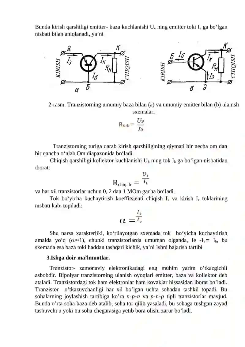 Tranzistorlarning diod xususiyatlarini o’rganish 3