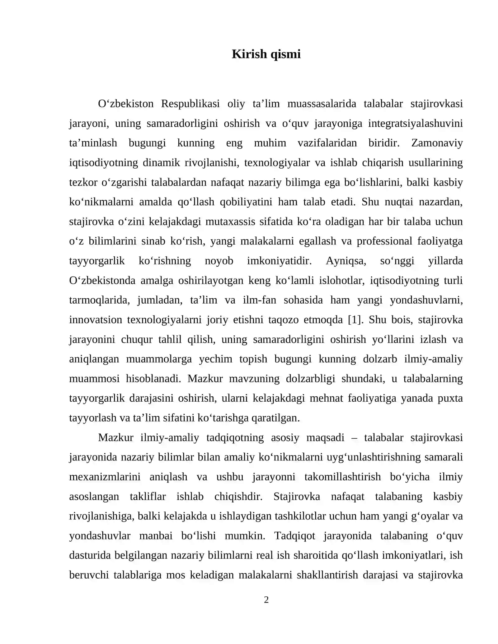 stajirovka bo'yicha hisobot 3