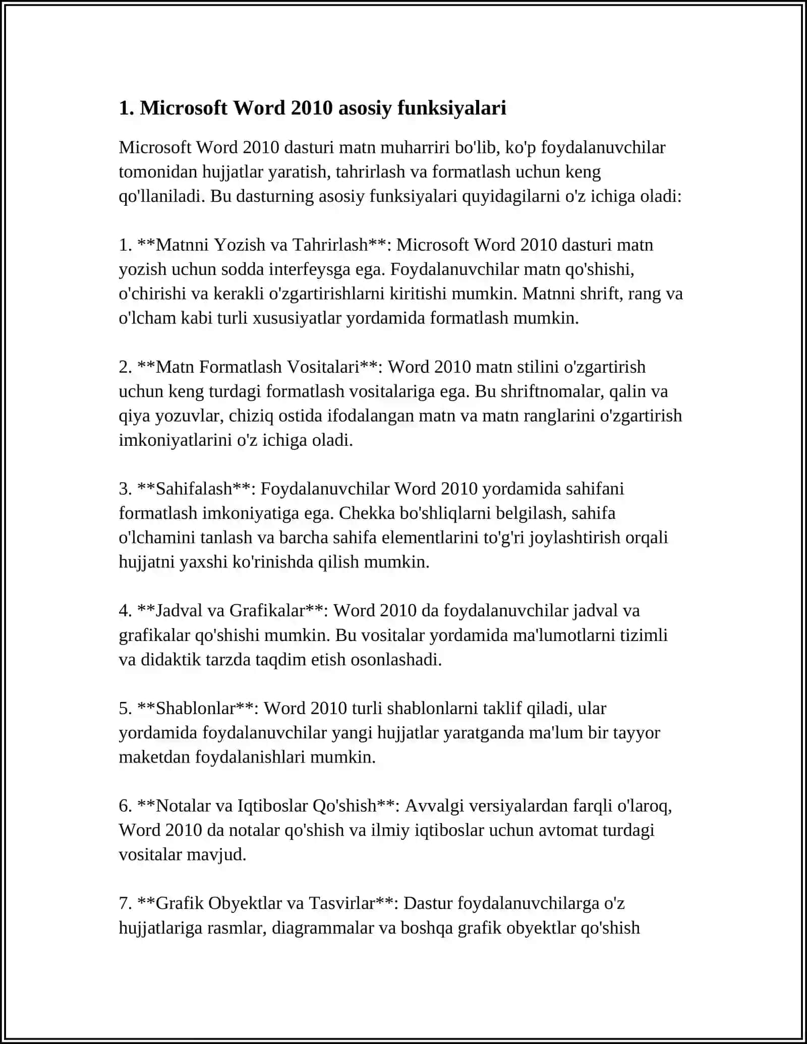 MS OFFICE 2010 DASTURLAR PAKETI IMKONIYATLARI 3