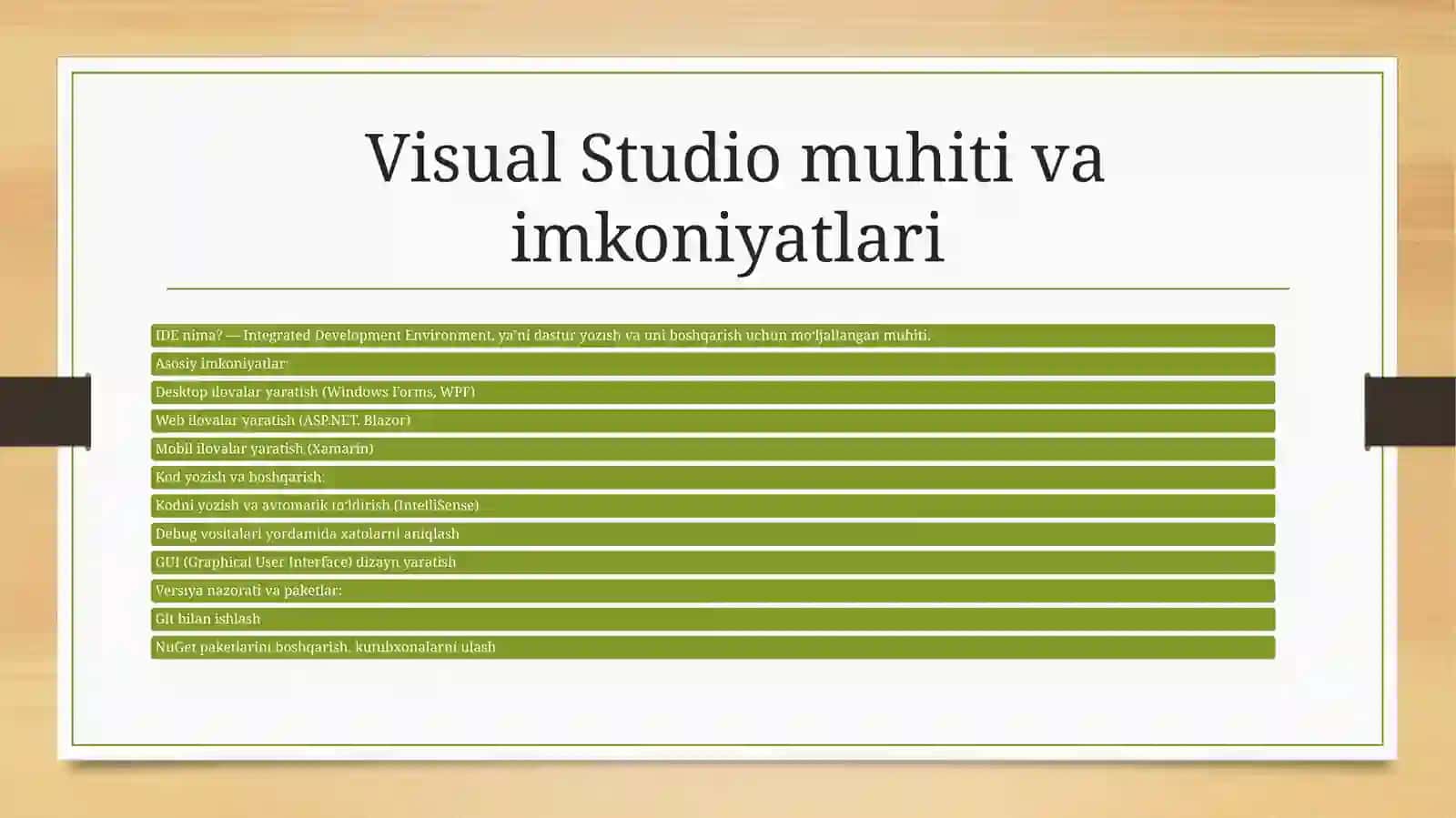 Visual Studiomuxitiningimkoniyatlari,afzalliklarivao’zigaxosxususiyatlari 3