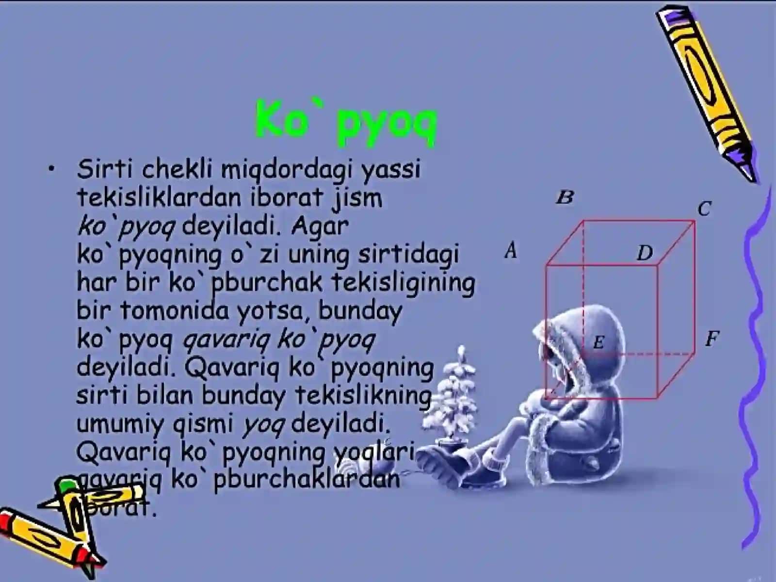 4-sinf Matematika fanidan Ko'pyoqlar mavzusida ochiq dars ishlanma 3