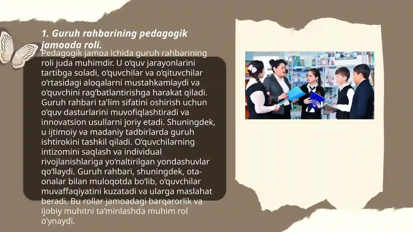 Guruh rahbarining pedagogik jamoada tutgan o'rni 3