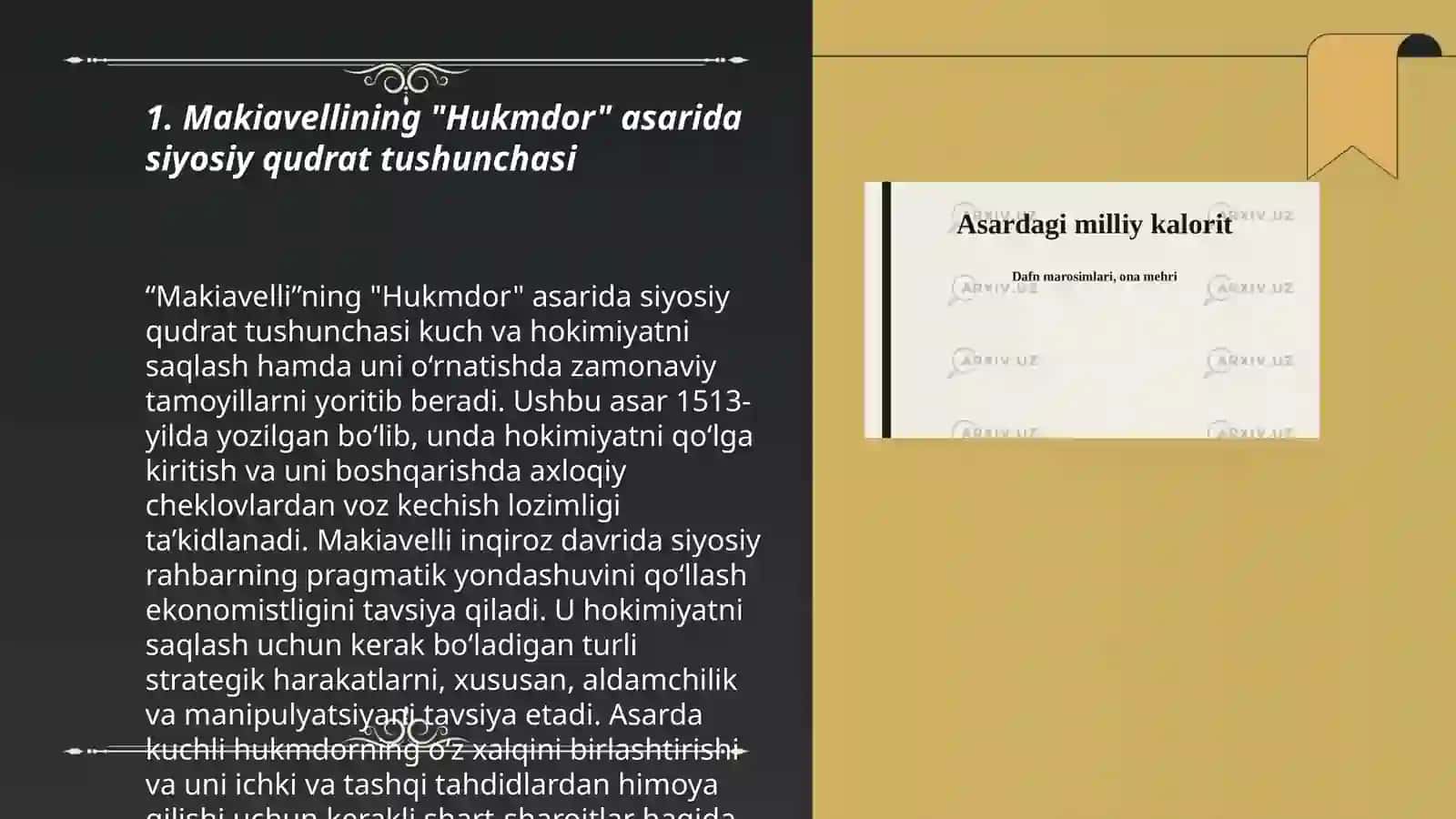 Makiavellining "xukmdor" asari boyicha 3