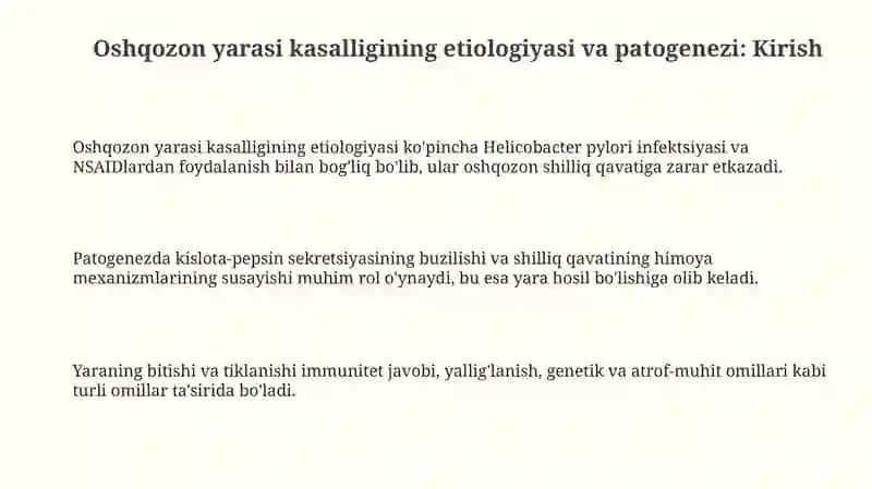 Oshqozon yara kasalligi etiopatogenezi 3