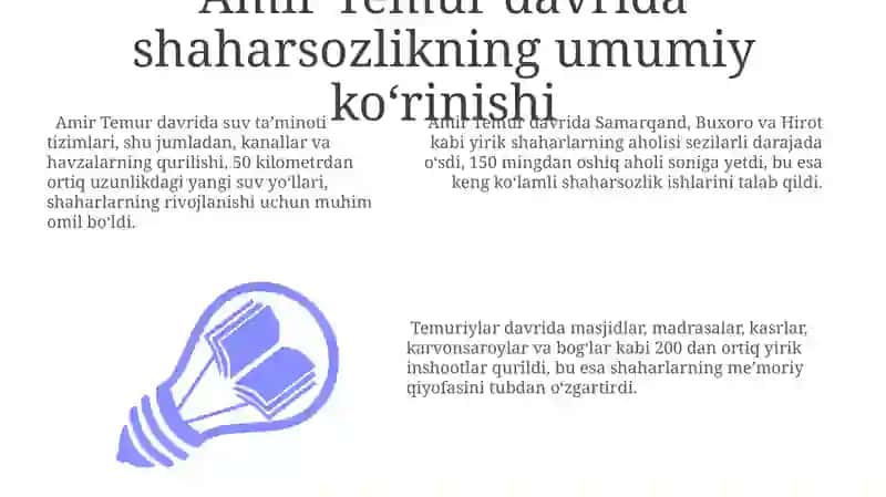 Amir Temur va Temuriylar davrida shaharsozlik 3