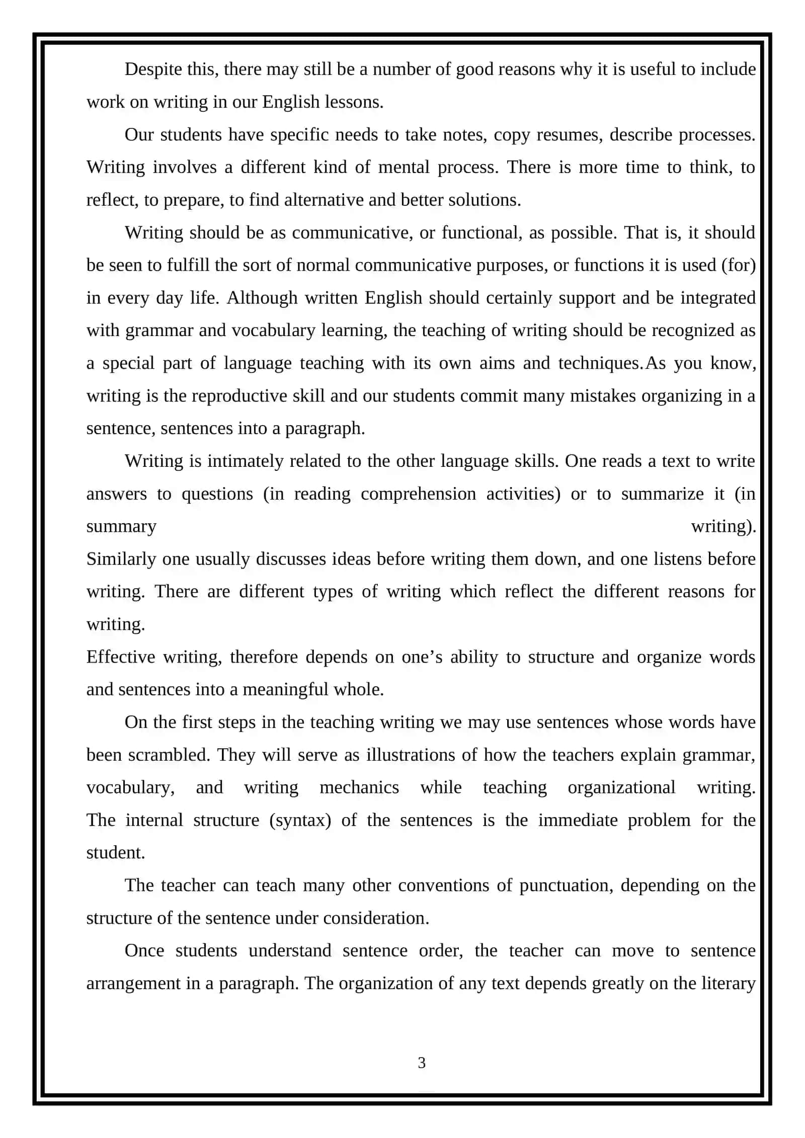 “DEVELOPING WRITING SKILLS OF A2 LEVEL STUDENTS WITH AN ESSAY” MAVZUSIDAGI KURS ISHI 3