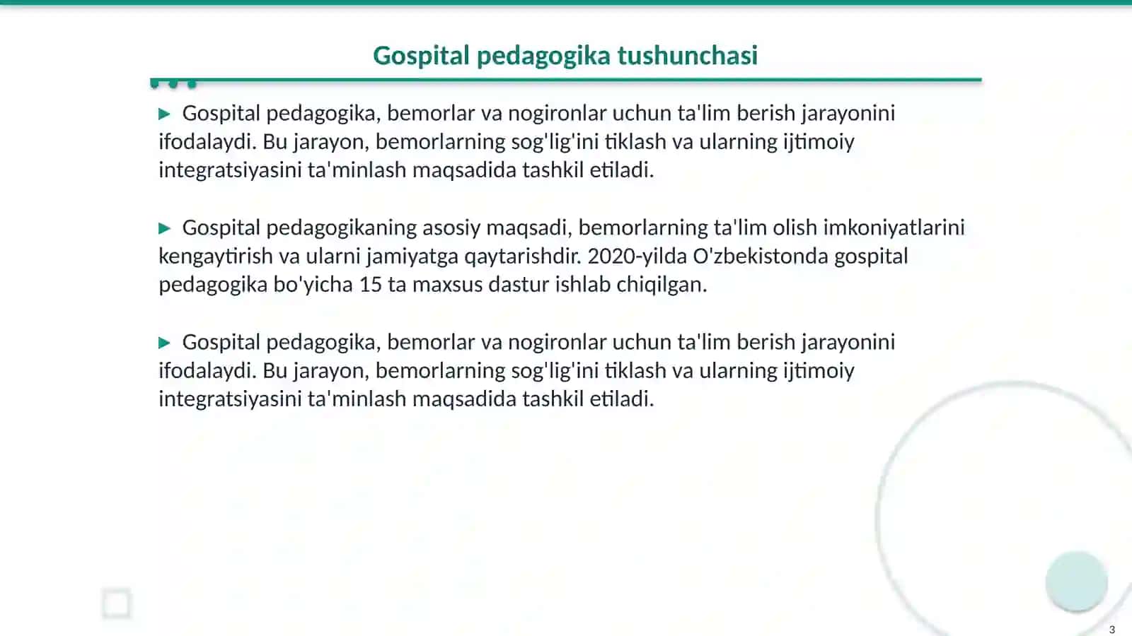 Gospital pedagogika inklyuziv taʼlimning ajralmas qismi 3