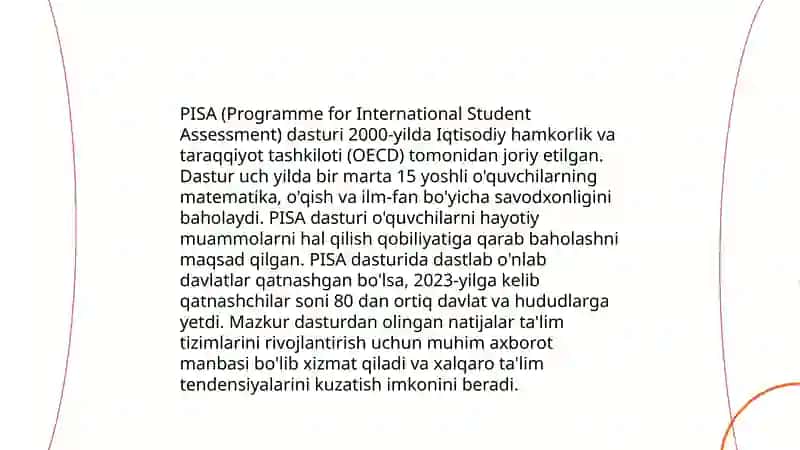 PISA xalqaro baholash dasturi va mazmun mohiyati 3