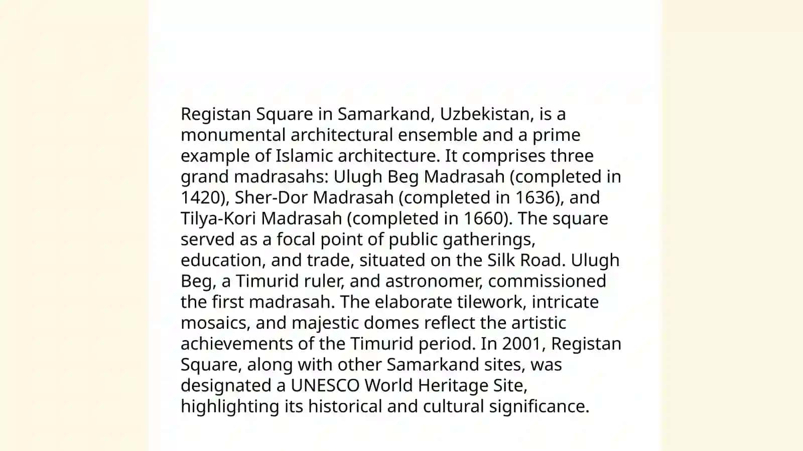 The sightseeing of Uzbekistan 3