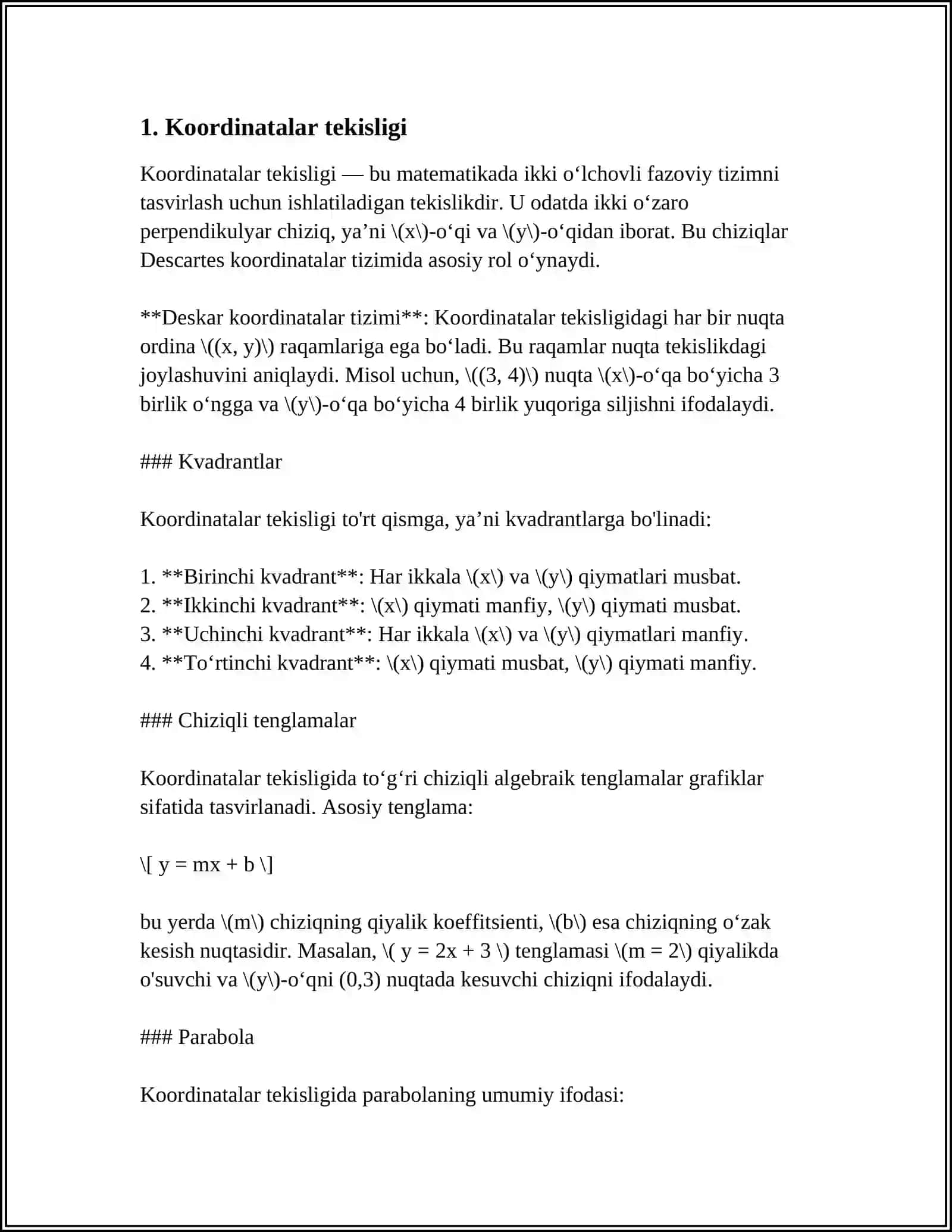 ZORIQISHNING TEKISLIKDAGI MASALASI 3