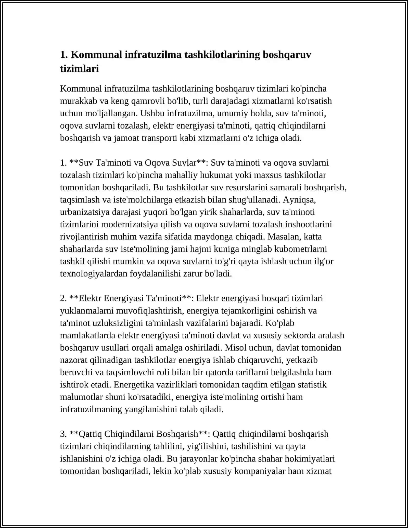 Kommunal Infratuzilma Tashkilotlari Faoliyati va Uning Samaradorligini Oshirish 3