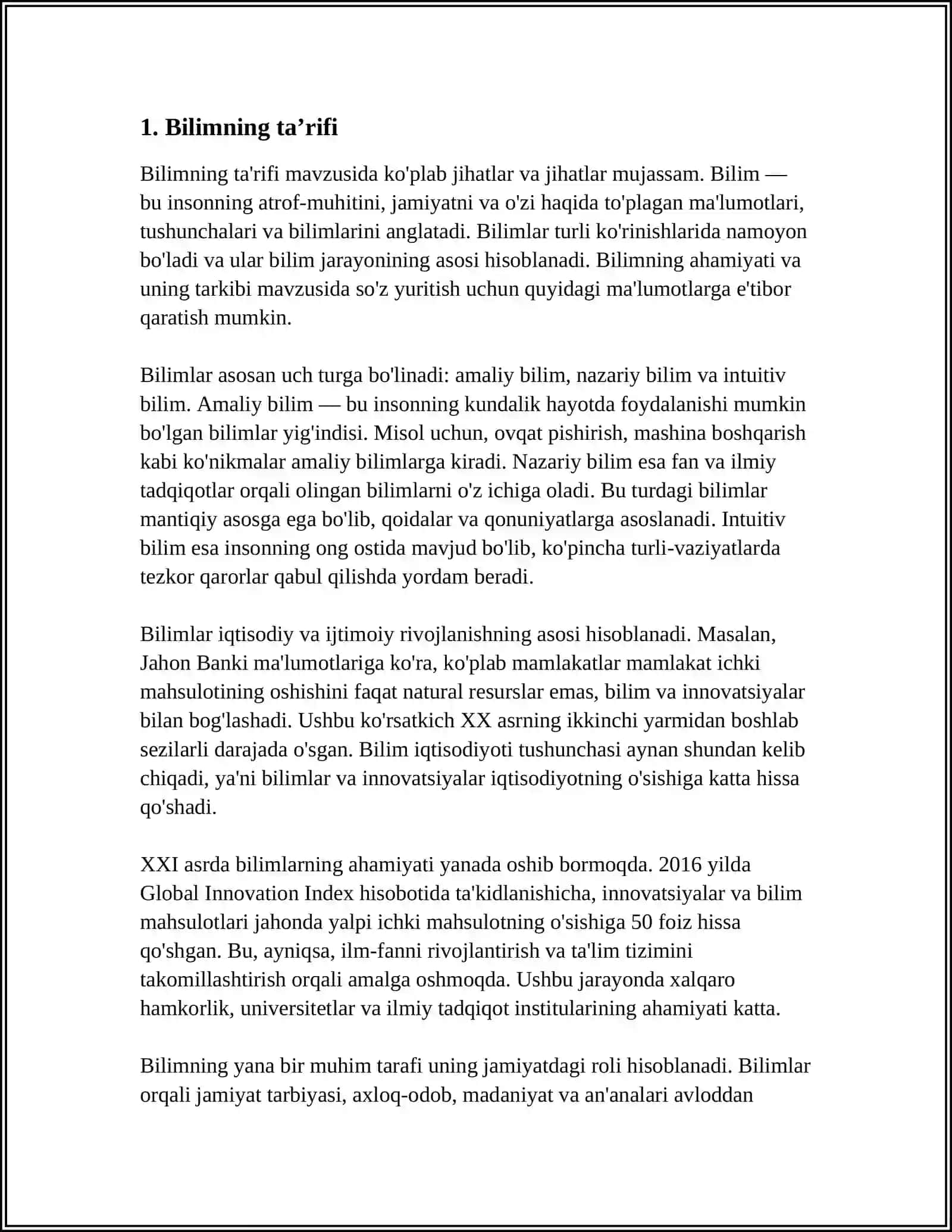 BILIM VA UNING TURLARI 3