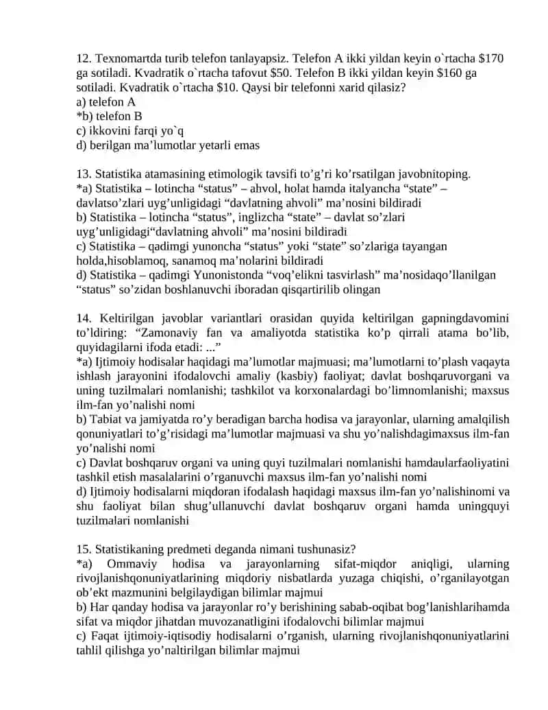 Statistika fanidan test 3