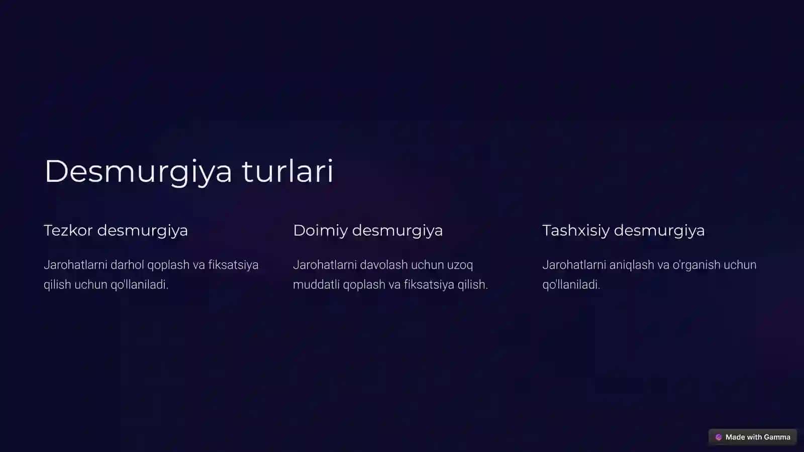 Desmurgiya va transport immobilizatsiyasi 3