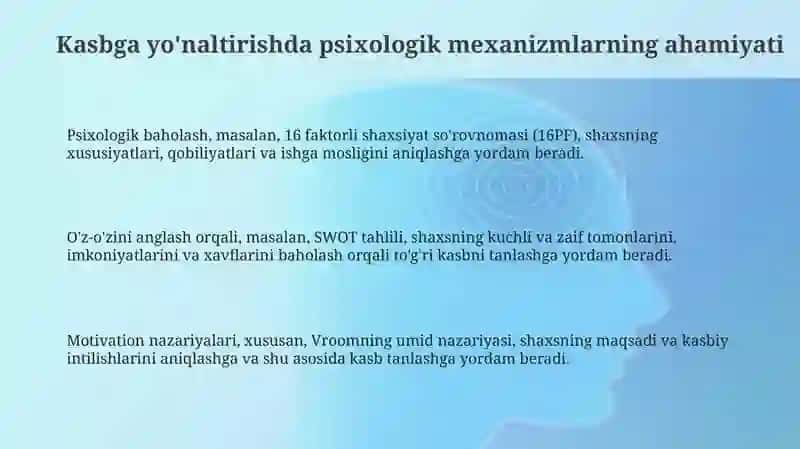 Kasbga yoʻllash faoliyatida psixologik mexanizmlarning roli 3