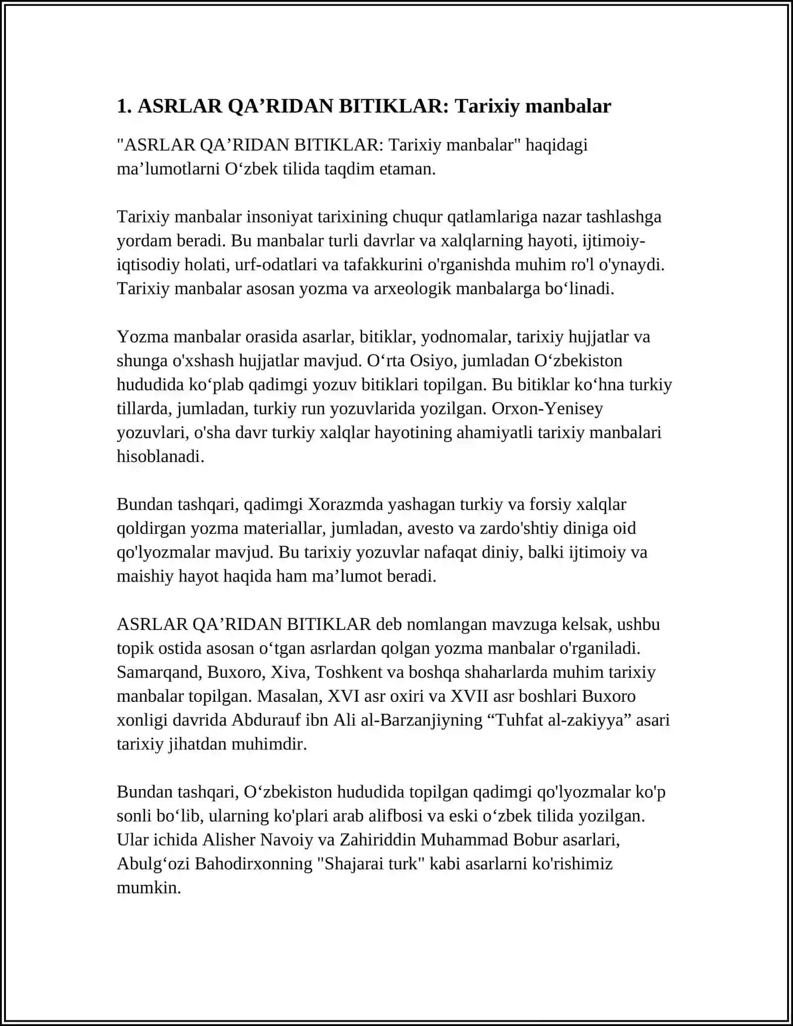 ASRLAR QAʼRIDAN BITIKLAR 3