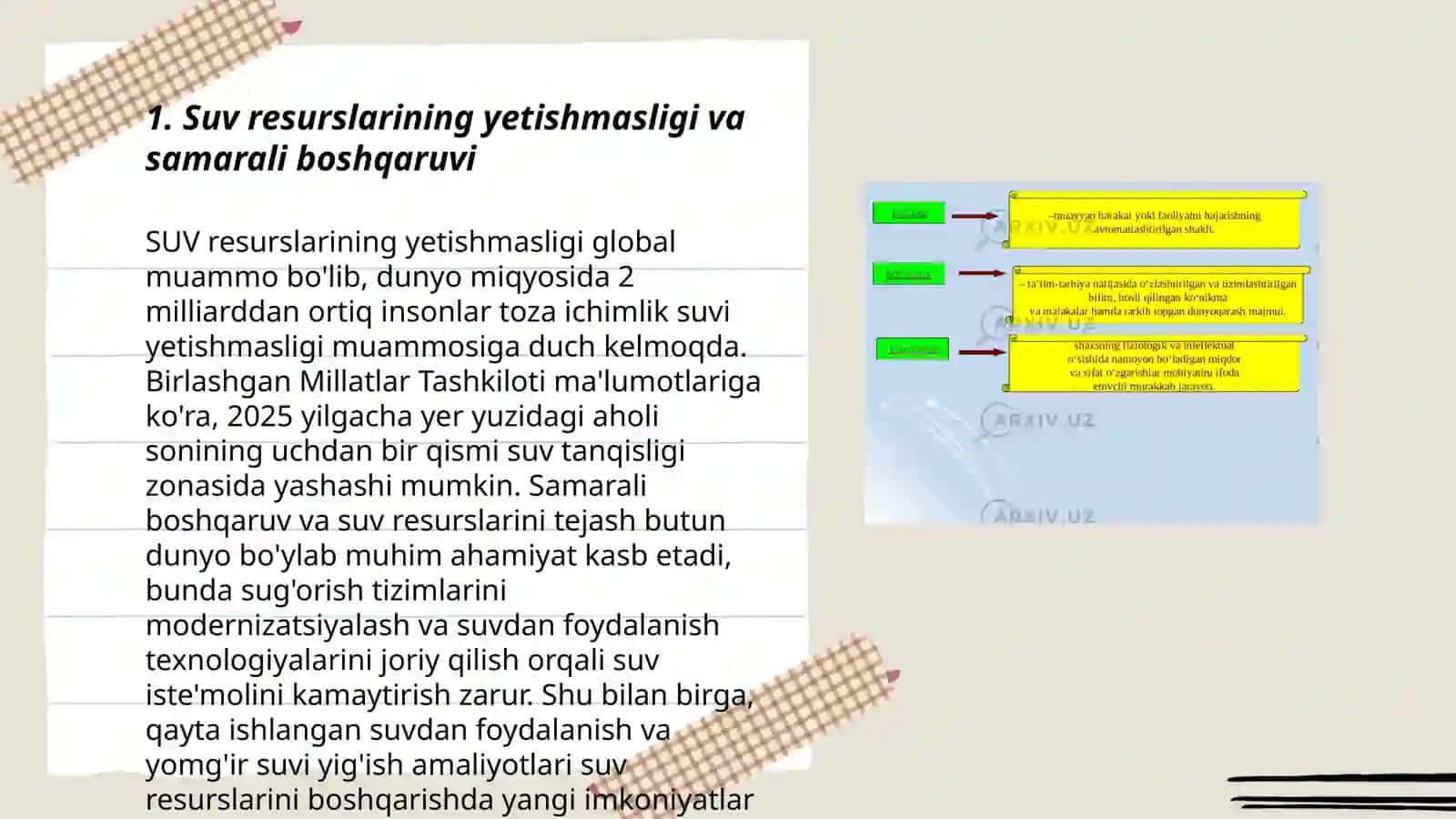 Su resurslarining yetishmasligi va samarali boshqaruvi 3