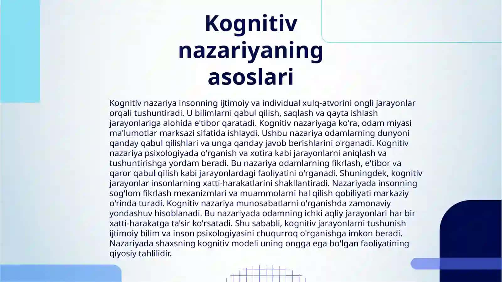 SHAXSNING KOGNITIV NAZARIYALARI 3