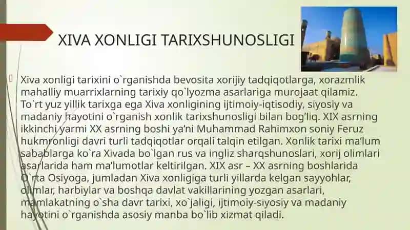 XIVA XONLIGI TARIXSHUNOSLIGI 3