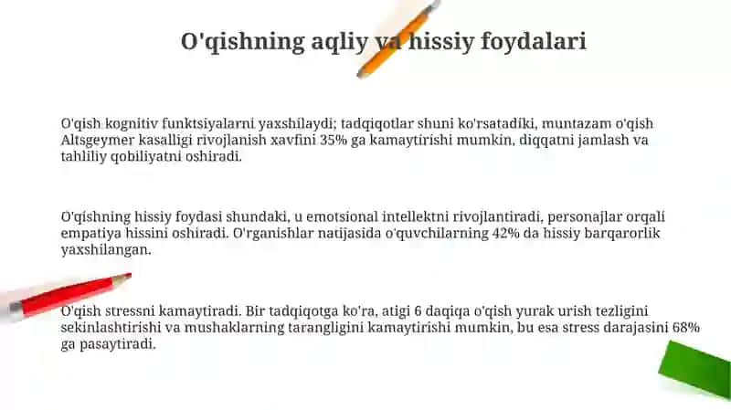 O'qishning foydalari 3