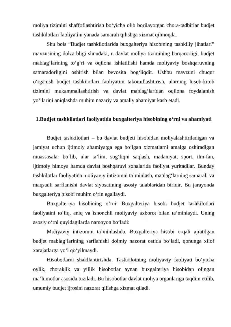 Budjet tashkilotlarida bugalteriya hisobining tashkiliy jihatlari 3
