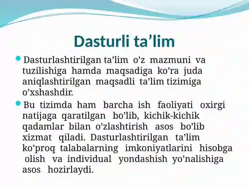 Dasturlashtirilgan ta’limtexnologiyalari 3