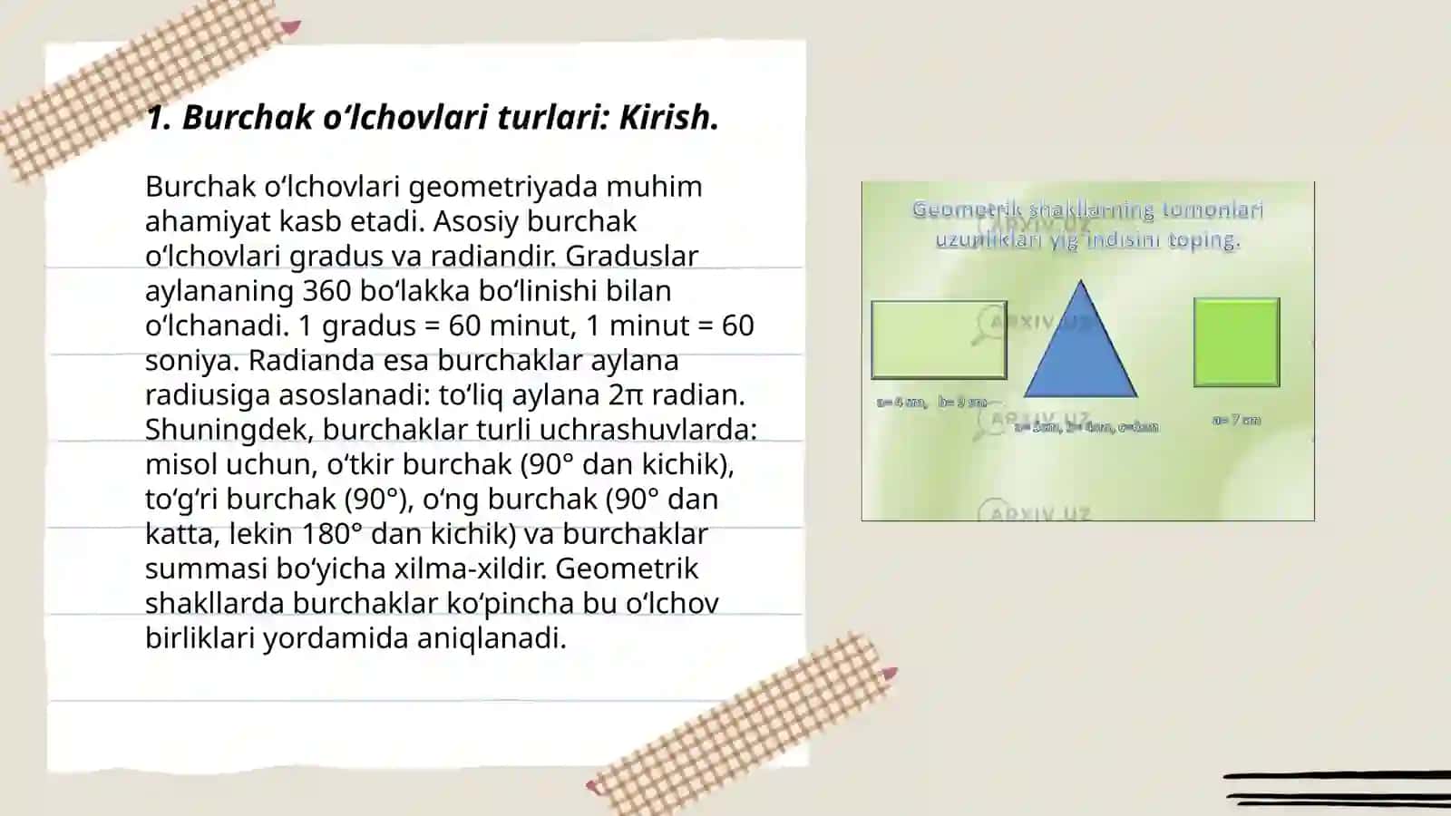 Burchak o‘lchovlari turlari 3