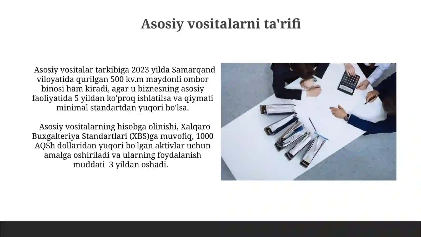 Asosiy vositalarning kirimi va ularning baholash 3