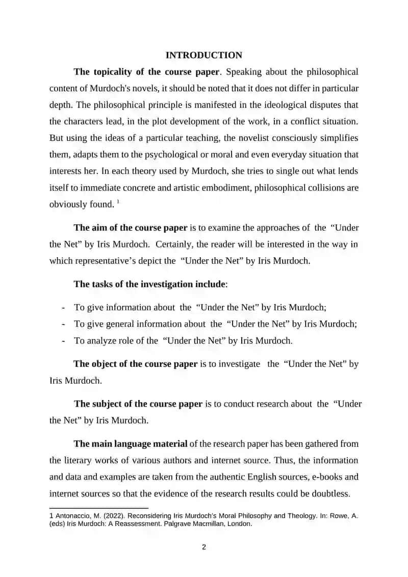 Mavzu: “Under the Net” by Iris Murdoch 3