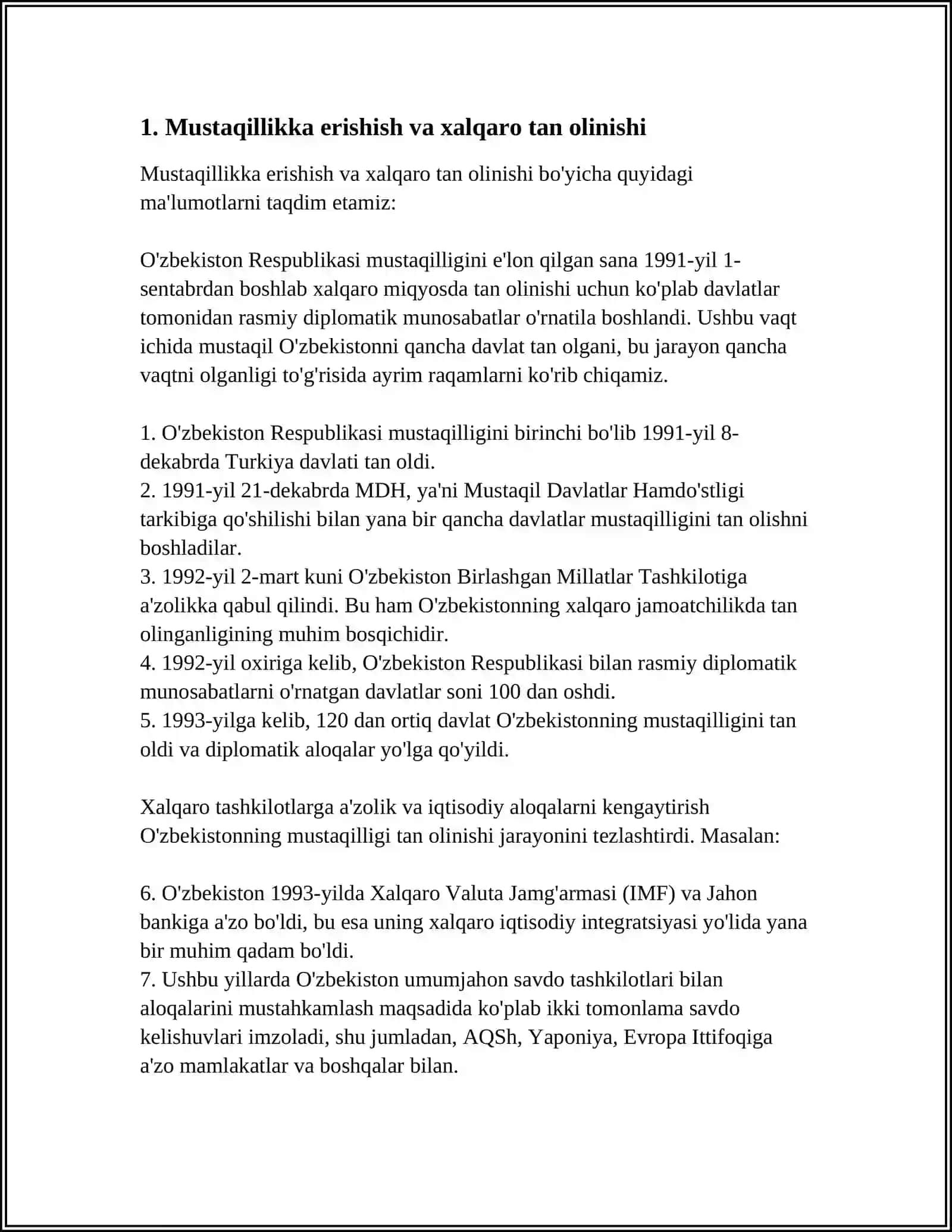 OʻZBEKISTON RESPUBLIKASINING JAHON HAMJAMIYATIGA QOʻSHILISHI 3