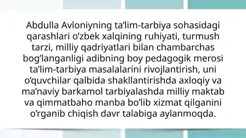 Abdulla Avloniy hayoti va ijodi. 3
