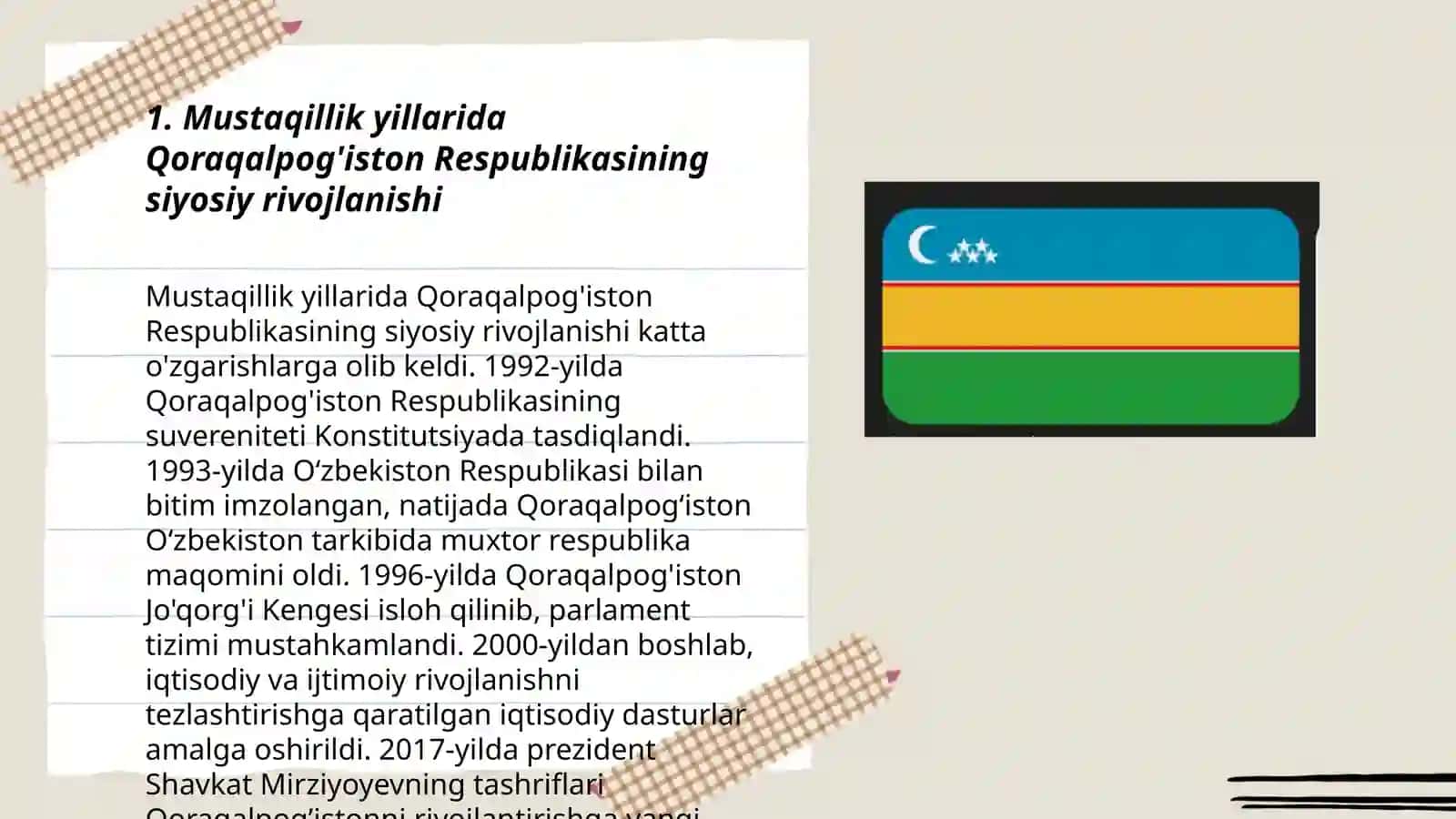 Qoraqalpog'iston Respublikasi Mustaqillik Yillari 3