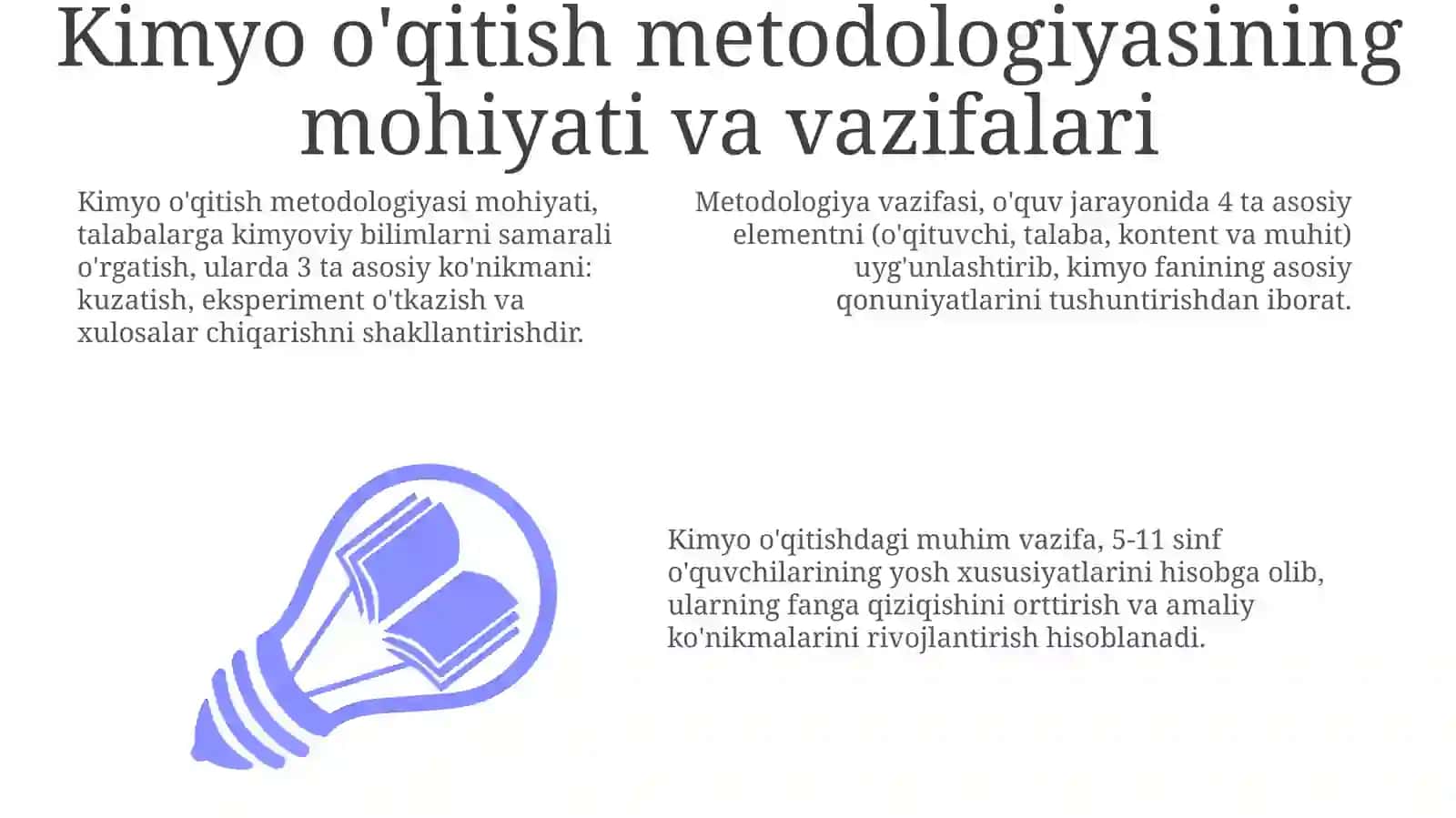 Kimyo õqitish metodikasi predmeti va vazifasi 3