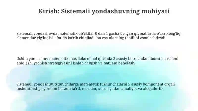 Sistemali yondashuv matematikada 3
