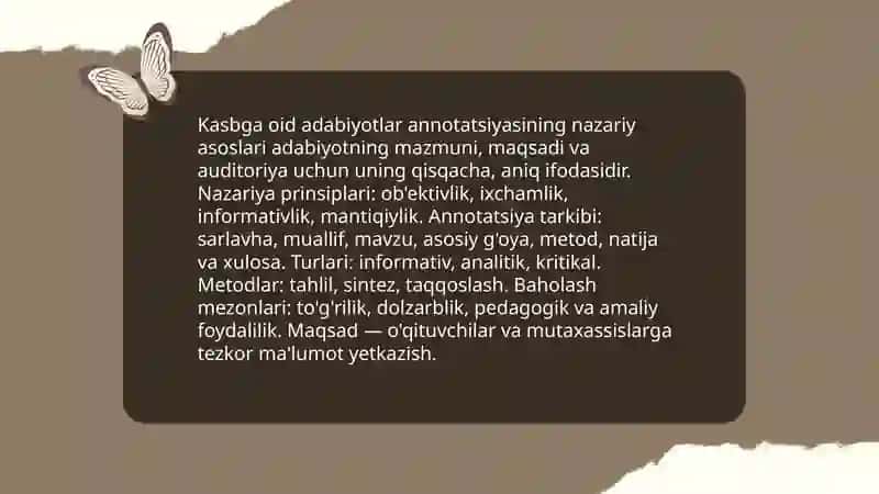 Kasbga oid adabiyotlar annotatsiyasi 3