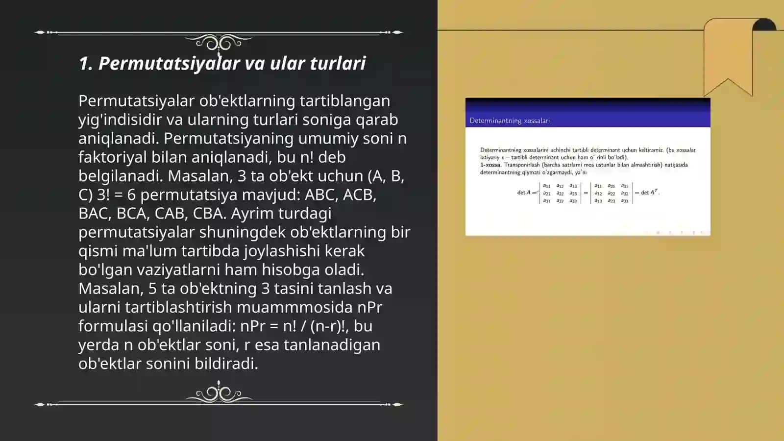 Chiziqli algebra va analitik geometriyadan tayyorlagan taqdimoti 3