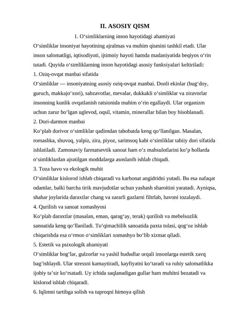 O‘simliklarning inson va biosferada tutgan o‘rni 3