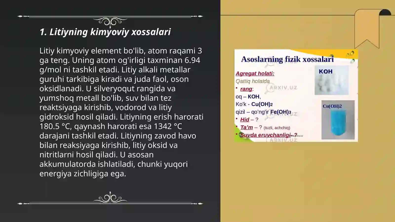 Litiyning olinishi va xossalari 3