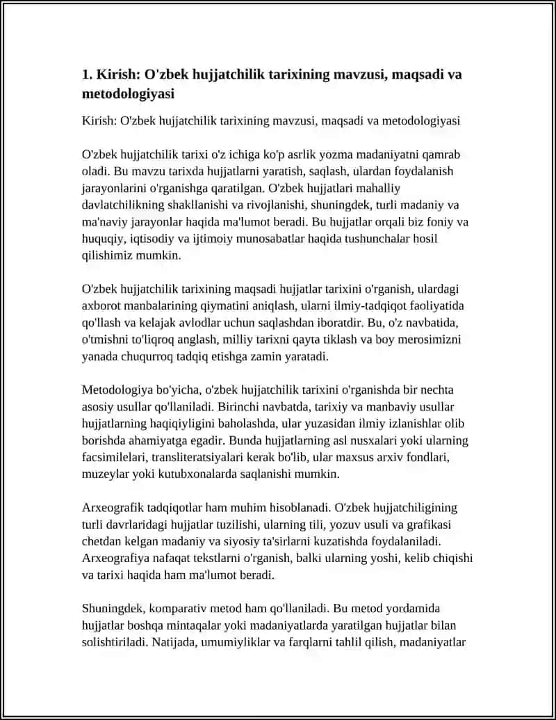 O'ZBEK HUJJATCHILIK TARIXI HAQIDA REJASI BILAN 3
