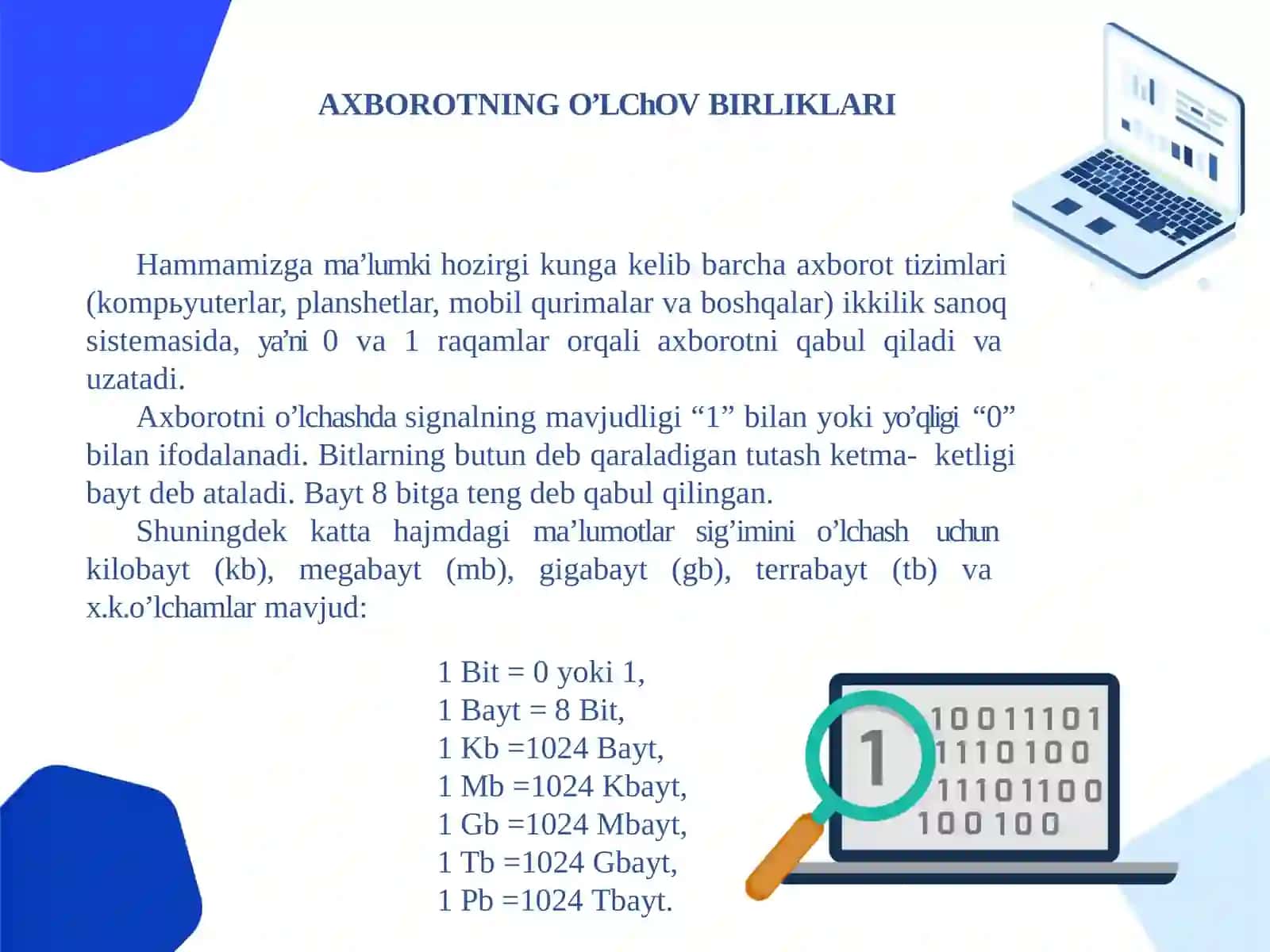 Аxborottexnologiyalarining asosiy tushunchalari 3
