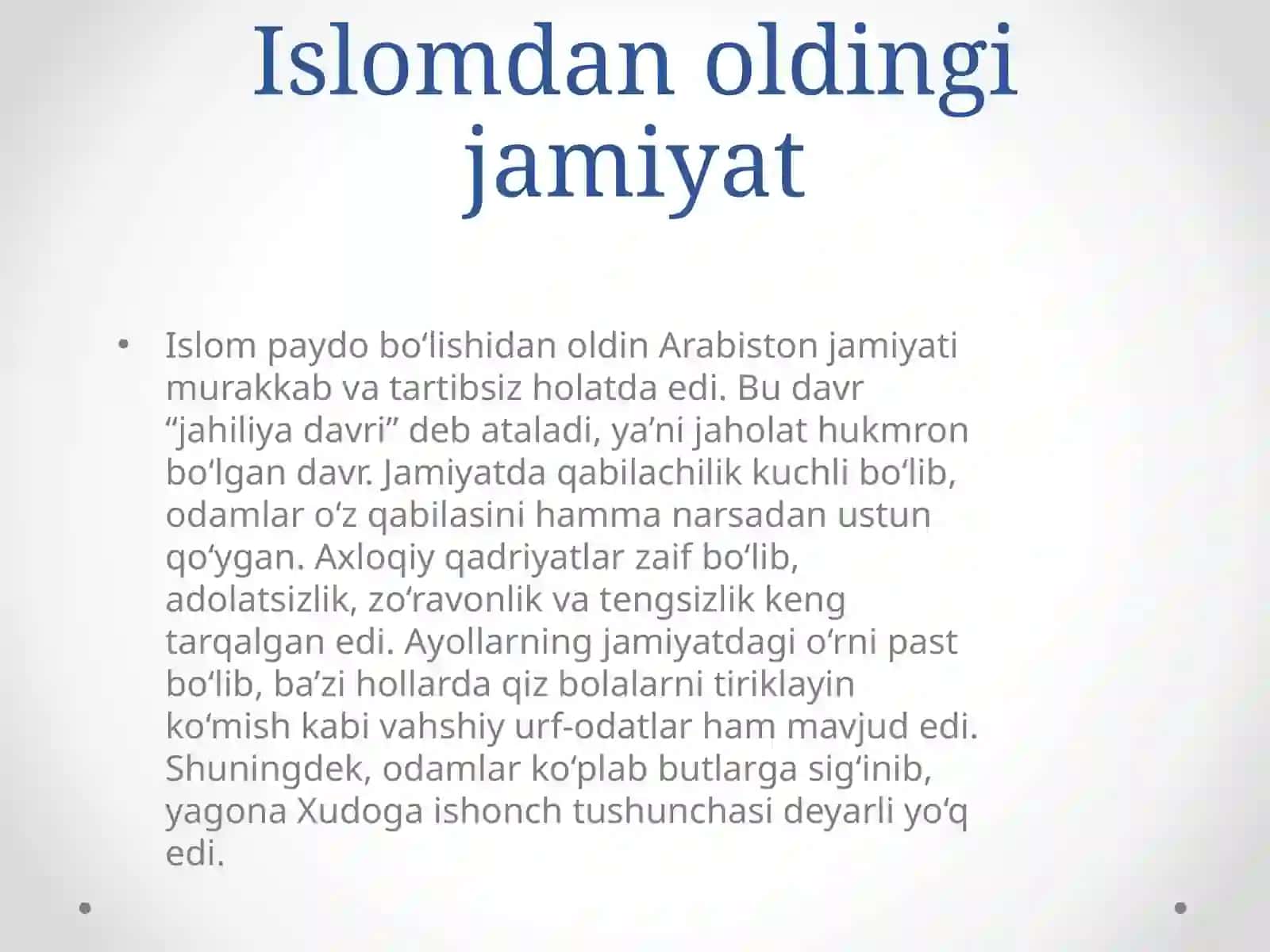 Islom dinining paydo bo’lishi va Muhammad payg’ambarning hayoti 3