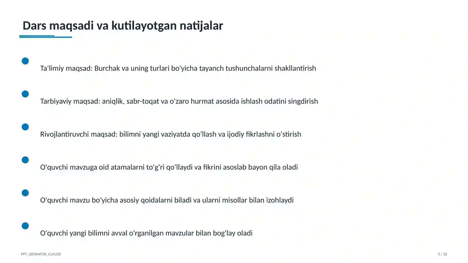 Burchak va uning turlari (4-sinf) 3