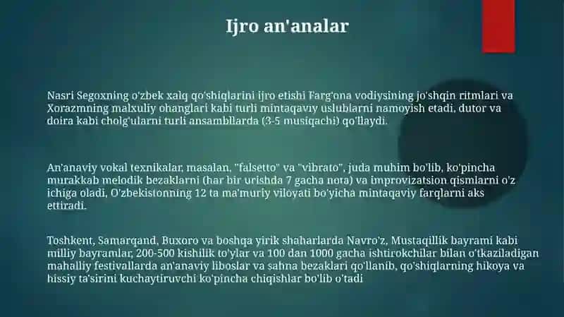 Nasri Segox. O’zbek xalq kuyi 3