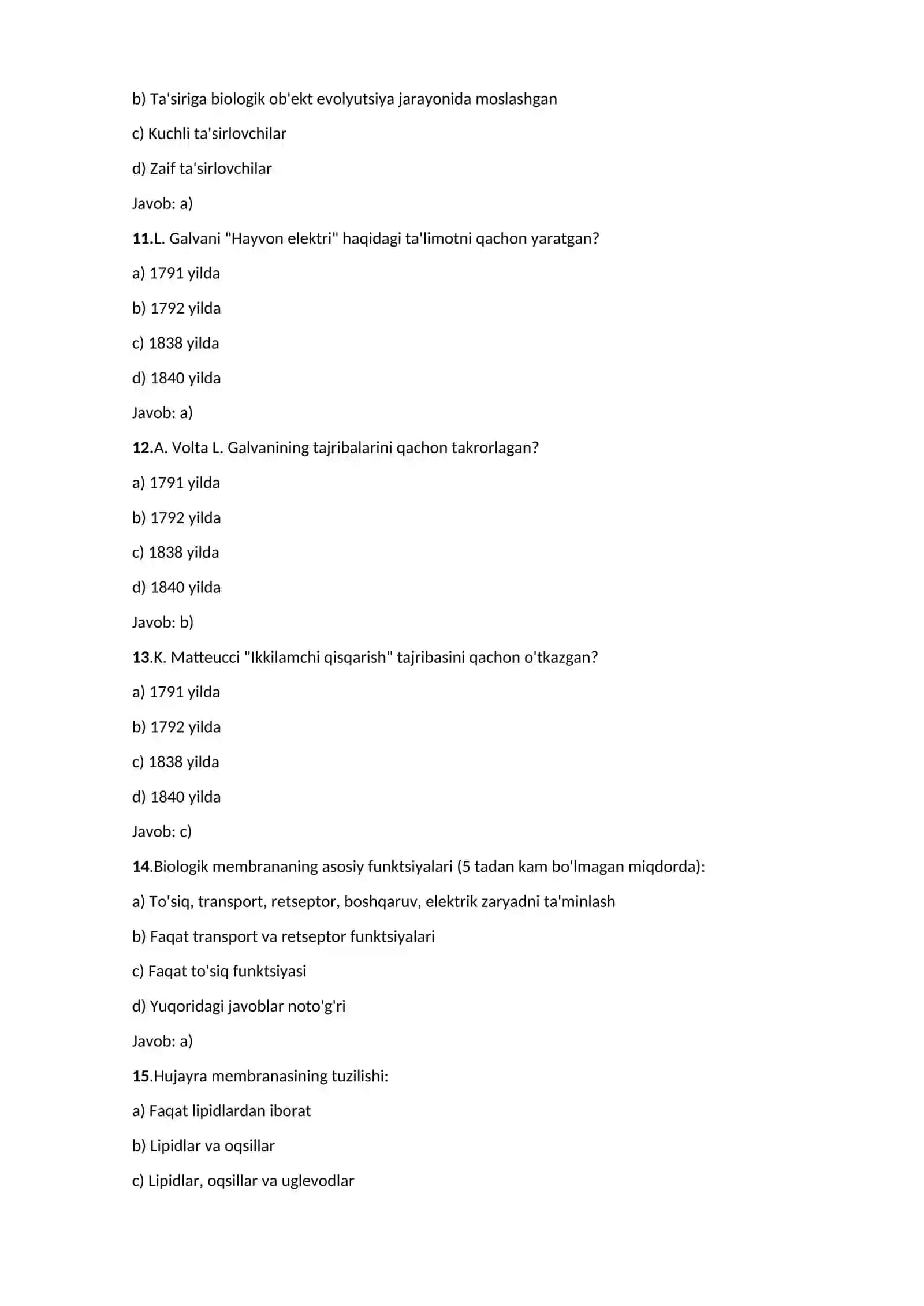 FIZALOGIYA FANIDAN TEST 3